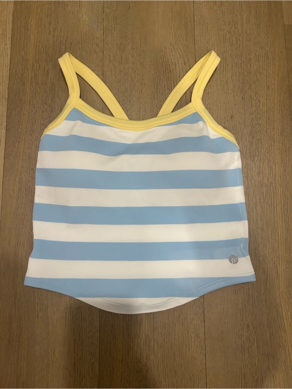 Altard State Blue & White Stripe Tank Top with Yellow Trim